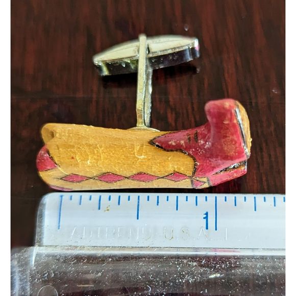 Bundle of two (2) wood cowboy boots cufflinks (Unisex) - Picture 9 of 10